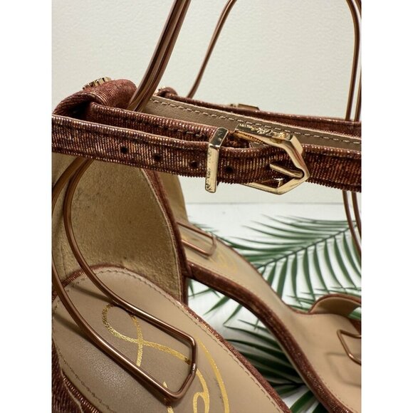 Sam Edelman Women's Rust Pink Yaro Block Wrapped Heel Ankle Strap Sandal Sz 9.5 - Picture 5 of 13